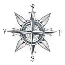 Compass, cross, coconut tree tattoo design idea
