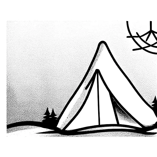 camping tent in a forest tattoo design idea