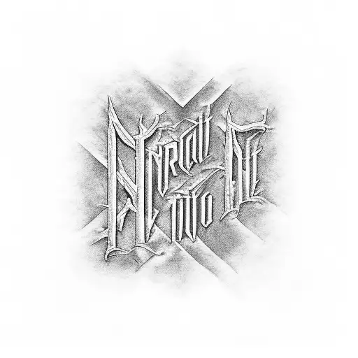 the text "ain't no rest for the wicked" writen vertically, and "primum non nocere" writen horizontally crossing on the o tattoo design idea