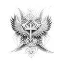 a gothic cross with wings on its sides tattoo design idea