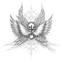 a gothic cross with wings on its sides tattoo design idea