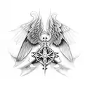 a gothic cross with wings on its sides tattoo design idea