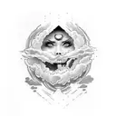 anxious human face , clouds  tattoo design idea