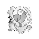 anxious human face , clouds  tattoo design idea