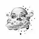 anxious human face , clouds  tattoo design idea