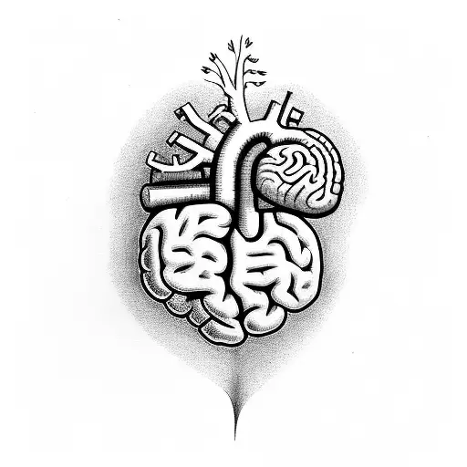 book heart and brain tattoo design idea