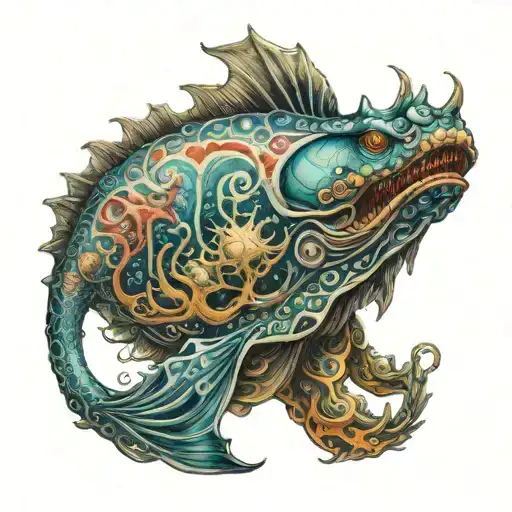 sea creature symbolizing evolution tattoo design idea