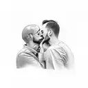 man kissing a forehead tattoo design idea