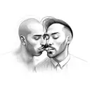 man kissing a forehead tattoo design idea