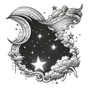 shooting star filled sky tattoo design idea