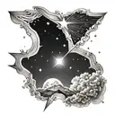 shooting star filled sky tattoo design idea