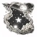 shooting star filled sky tattoo design idea