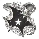 shooting star filled sky tattoo design idea