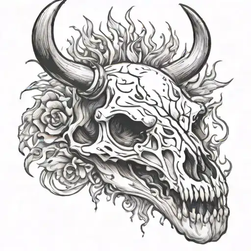 paint and body spray gun flames deer skull tattoo design idea