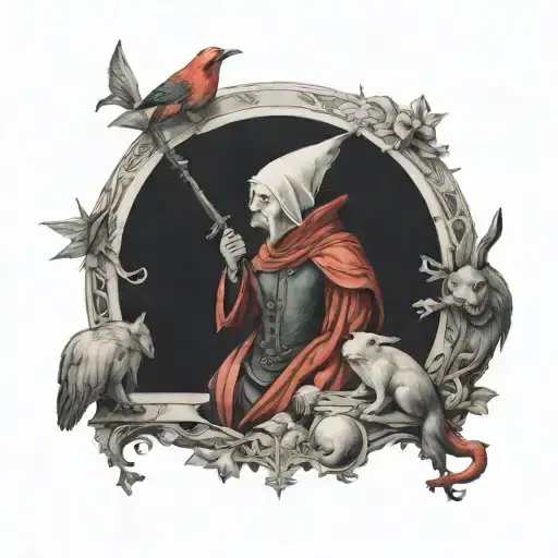 simple small renaissance style hieronymus bosch inspired  tattoo design idea