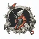 simple small renaissance style hieronymus bosch inspired  tattoo design idea