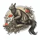 simple small renaissance style hieronymus bosch inspired  tattoo design idea