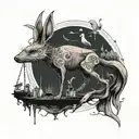 simple small renaissance style hieronymus bosch inspired  tattoo design idea