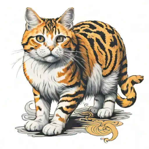 Hvite and orange cat, with a face full of empati  tattoo design idea