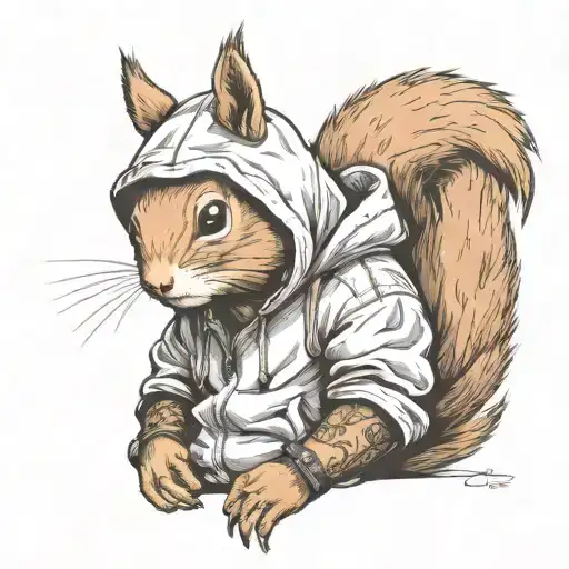 Squirrel with hoodie tattoo design idea