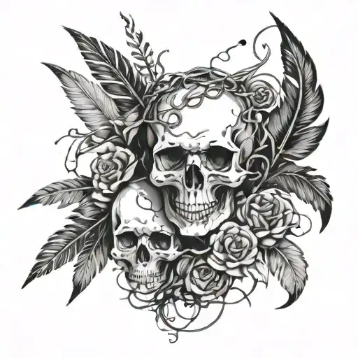 barbwire -foliage -feathers -skull -snakes-feminine tattoo tattoo design idea