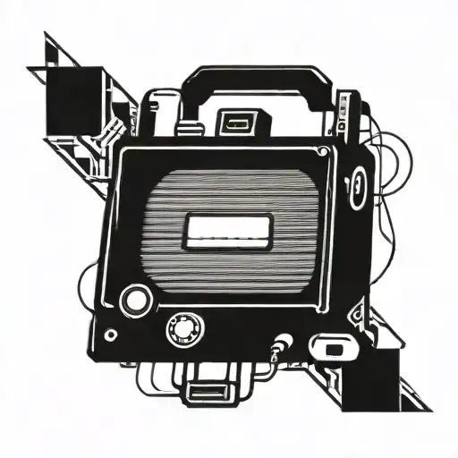 an audio monitor from the 90s with the letter L in the center but smaller, music production style, there may be A LAP tattoo design idea