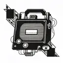 an audio monitor from the 90s with the letter L in the center but smaller, music production style, there may be A LAP tattoo design idea