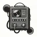 an audio monitor from the 90s with the letter L in the center but smaller, music production style, there may be A LAP tattoo design idea