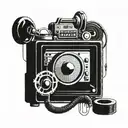 an audio monitor from the 90s with the letter L in the center but smaller, music production style, there may be A LAP tattoo design idea