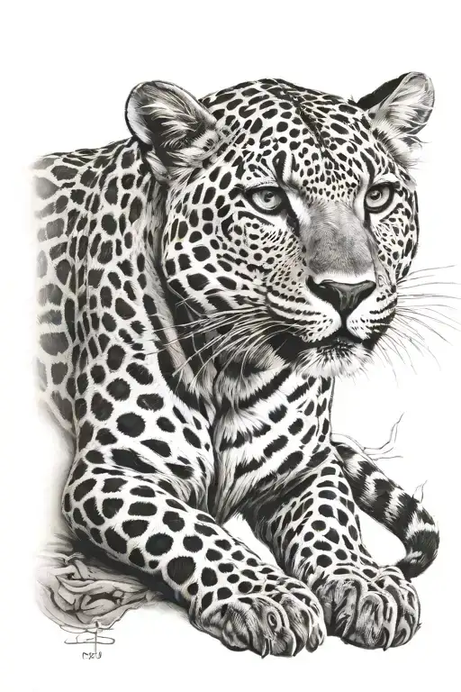 wise leopard in the shadow of the wind tattoo design idea
