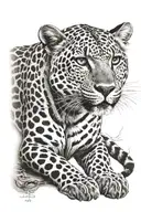 wise leopard in the shadow of the wind tattoo design idea