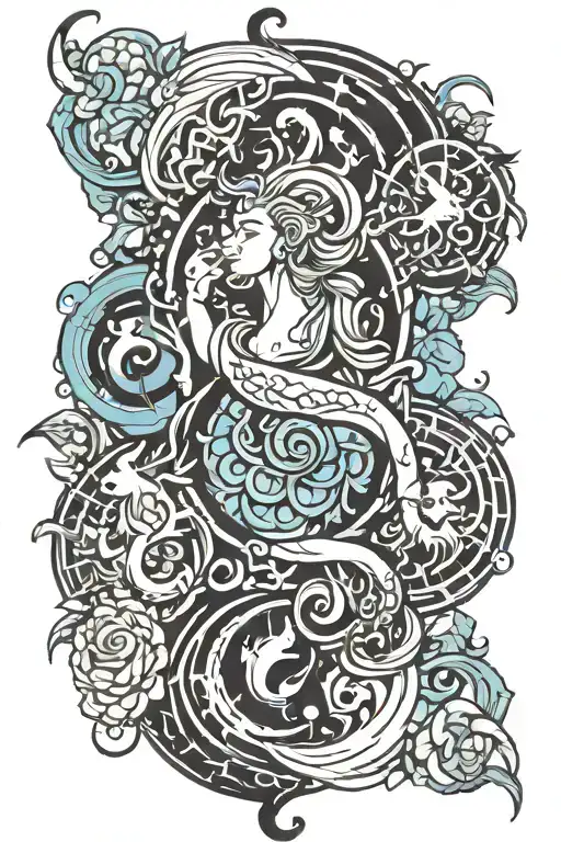 Aquarius Leo Scorpio Pisces zodiac sign formed tattoo design idea