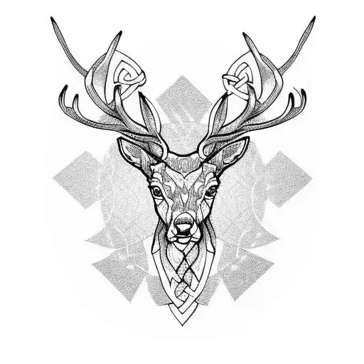 stag portret minimalist celtic tattoo design idea