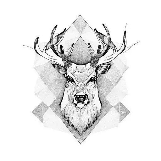 stag portret minimalist celtic majestic tattoo design idea