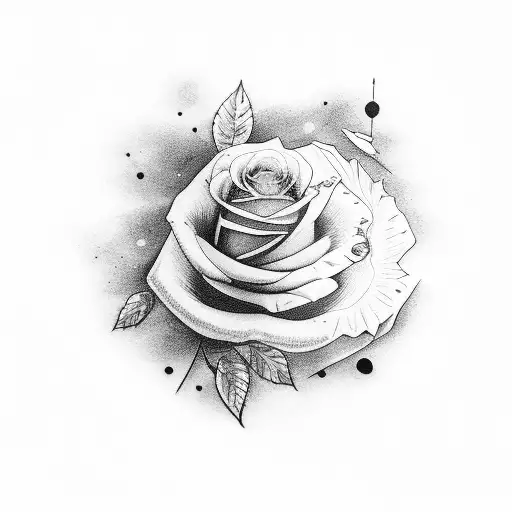 Nightingale sitting on rose singing background moon tattoo design idea