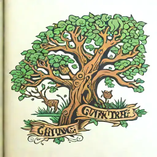 the giving tree kids book open in front tattoo design idea
