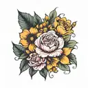 October August and November birth flower bouquet tattoo design idea