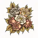 October August and November birth flower bouquet tattoo design idea