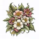 October August and November birth flower bouquet tattoo design idea