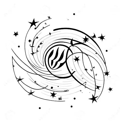 A minimalist tattoo of a shooting star trailing behind a grand piano, capturing the client's fascination with stars and their dedication to piano playing. tattoo design idea