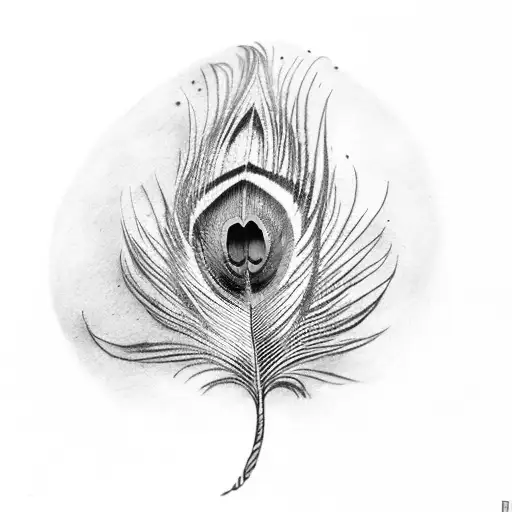  peacock feather with name "Omkar" written through it tattoo design idea