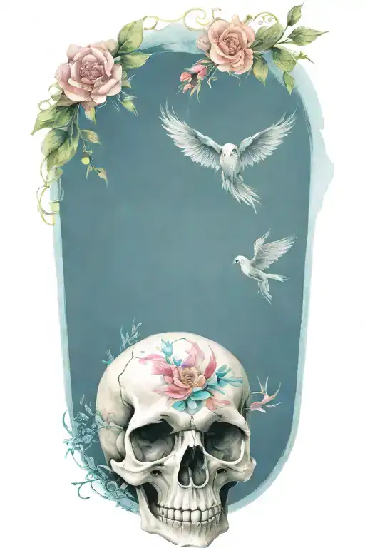 skull, flowers, harry potter inspired, with a phoenix tattoo design idea
