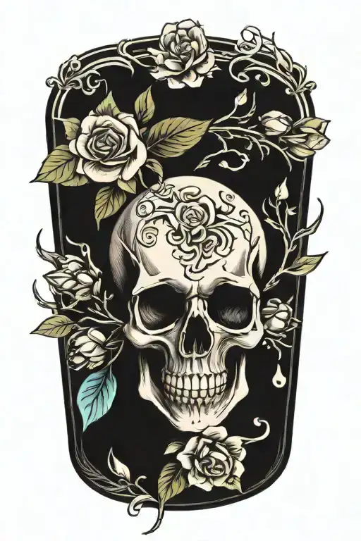 skull, flowers, harry potter inspired, with a phoenix tattoo design idea
