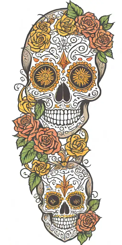 Harry Potter themed sugar skull design with magical elements tattoo design idea