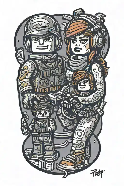mom of 2 boys, lego, gaming  tattoo design idea
