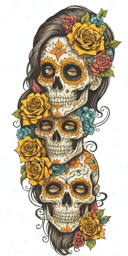 Sugar Skull Harry Potter Characters tattoo design idea