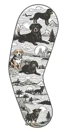 A whimsical illustration of your dogs dressed as characters from Harry Potter, with Arizona's iconic landscapes in the background tattoo design idea