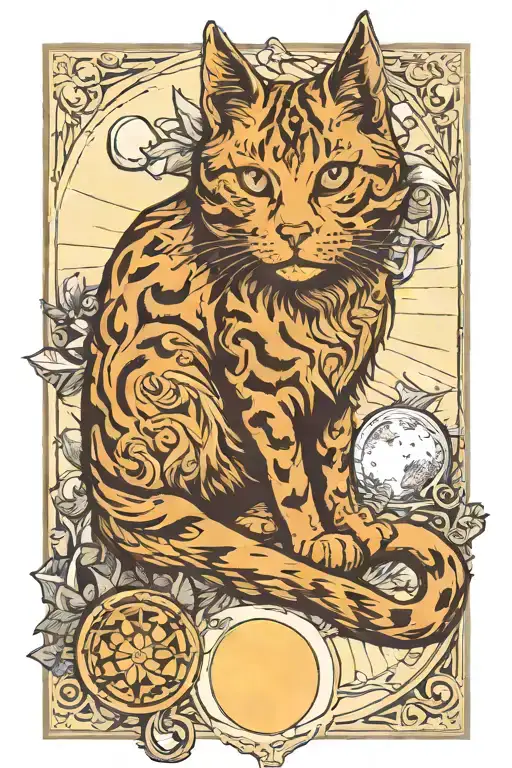 cat square tarot moon sun tattoo design idea