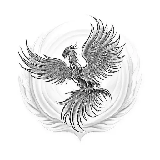 Create a phoenix tattoo design that symbolizes resilience and strength. The phoenix should be depicted in a way that por tattoo design idea