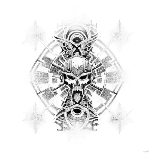 Cyber Sigilism back tattoo design idea